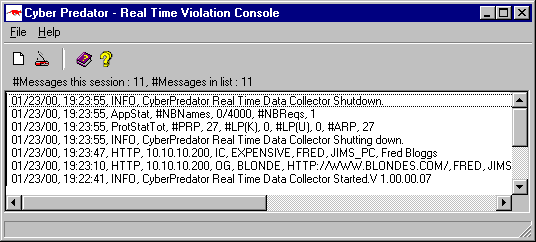Cyber Predator Real-Time Violation Console